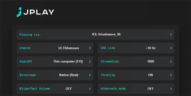 Capture d'écran de la configuration du serveur JPLAY