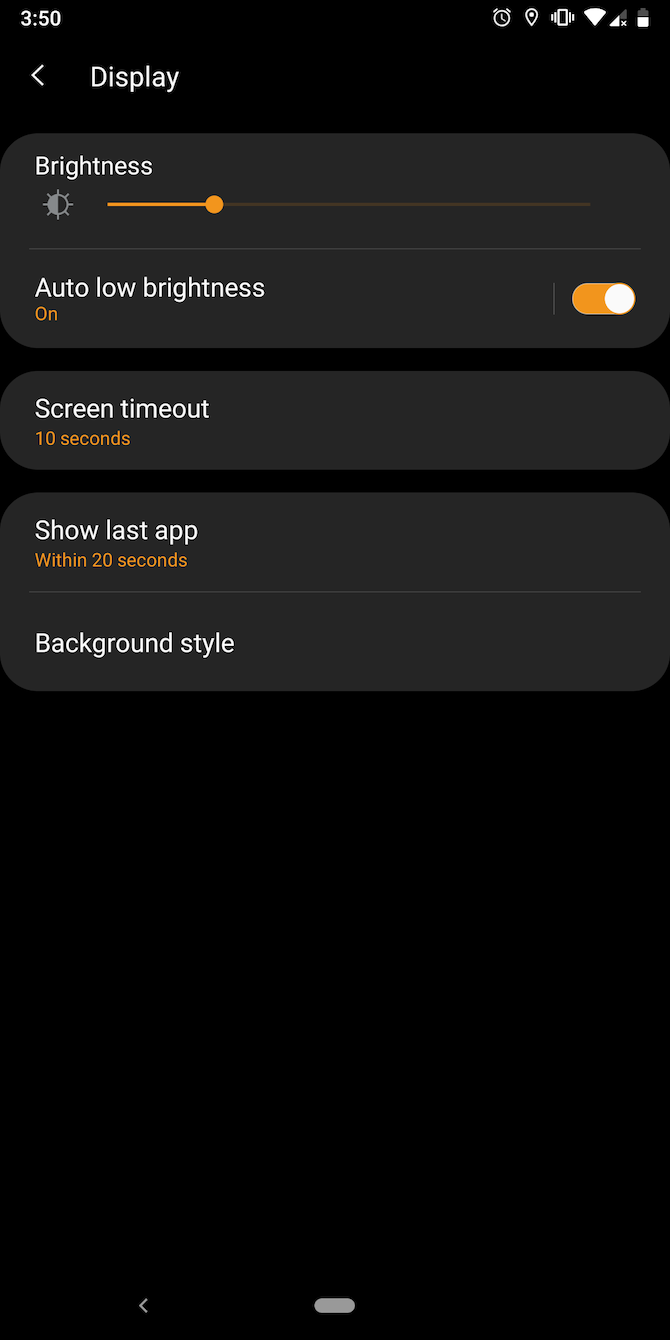 Display settings on Samsung Galaxy watch