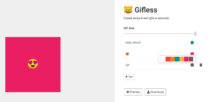 Create GIFs of emojis and text in GIFless