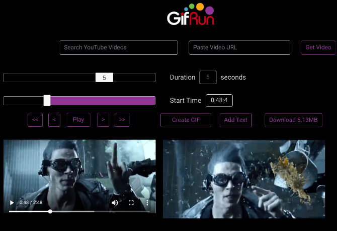 GIFRun is the fastest way to search and convert YouTube videos into GIFs