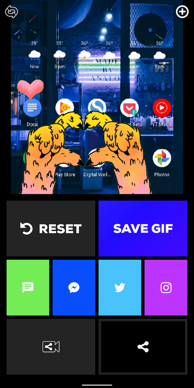 Giphy cam Android app export screen