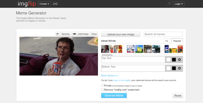 The meme generator tool on Imgflip