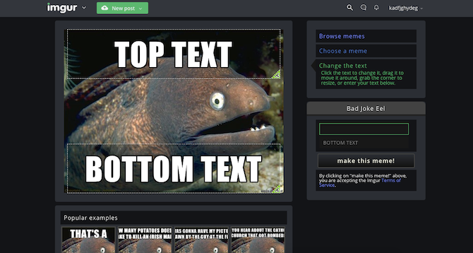 Imgur, a meme creator and image website