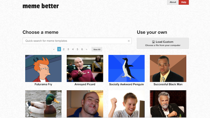 Meme Better, an online meme creator site