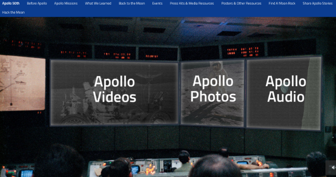 NASA's Apollo 50th anniversary site has official photos, videos, and audio of first moon landing