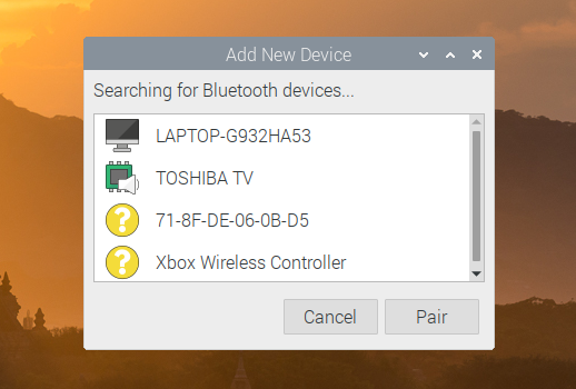 Raspberry Pi Bluetooth selection menu