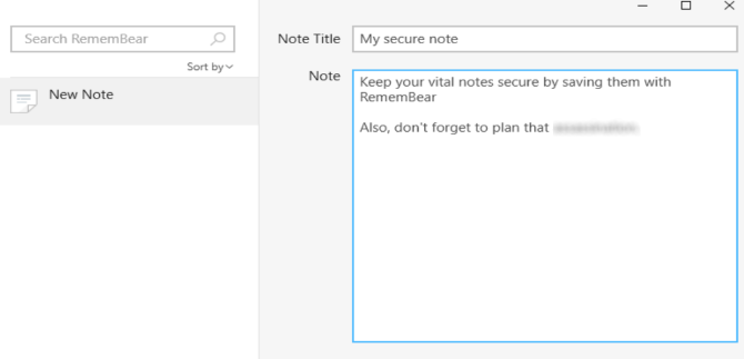 Make secure notes in RememBear