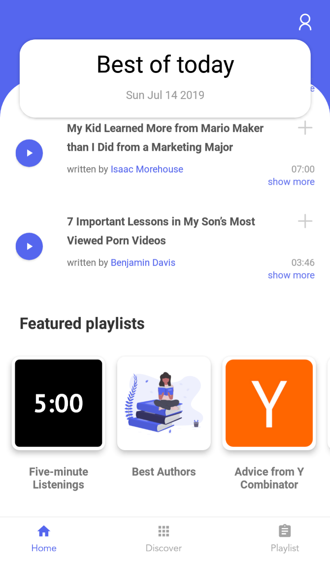 Listle has audio news in playlists for commuters