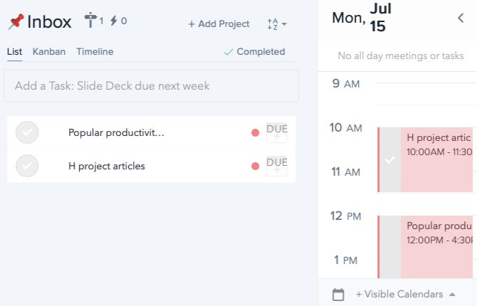 task list and calendar in Plan web app