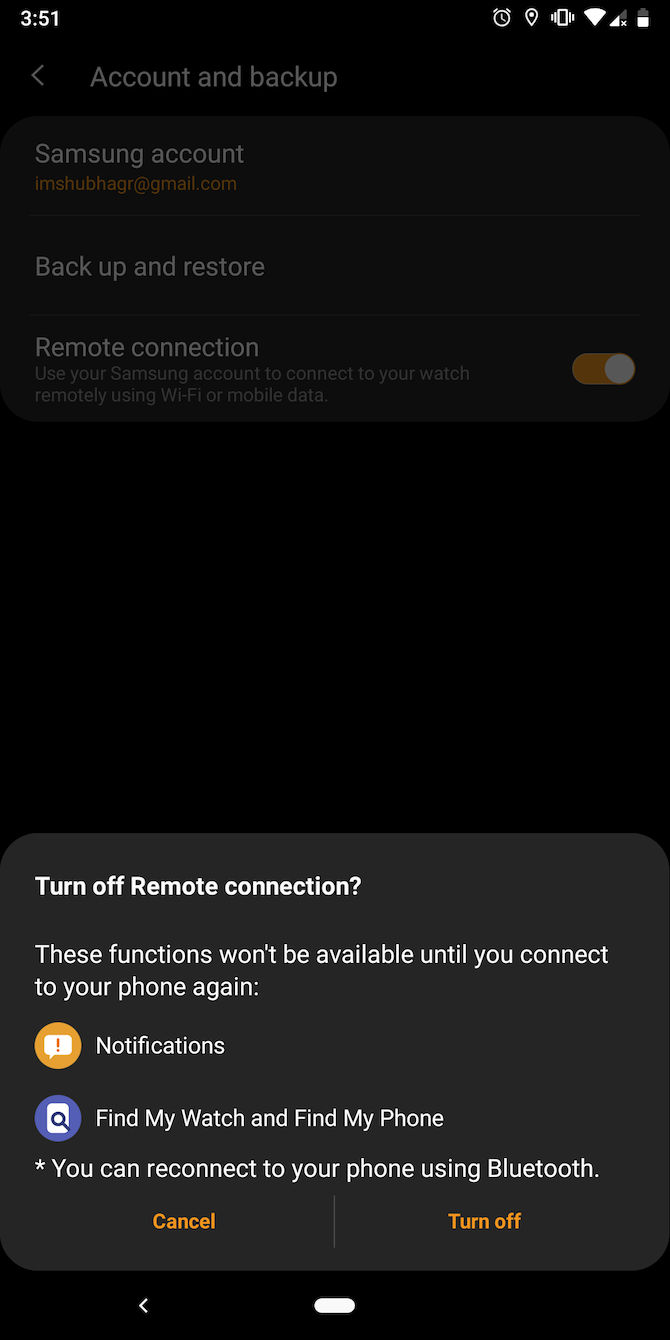Enable remote connection on Samsung Galaxy watch