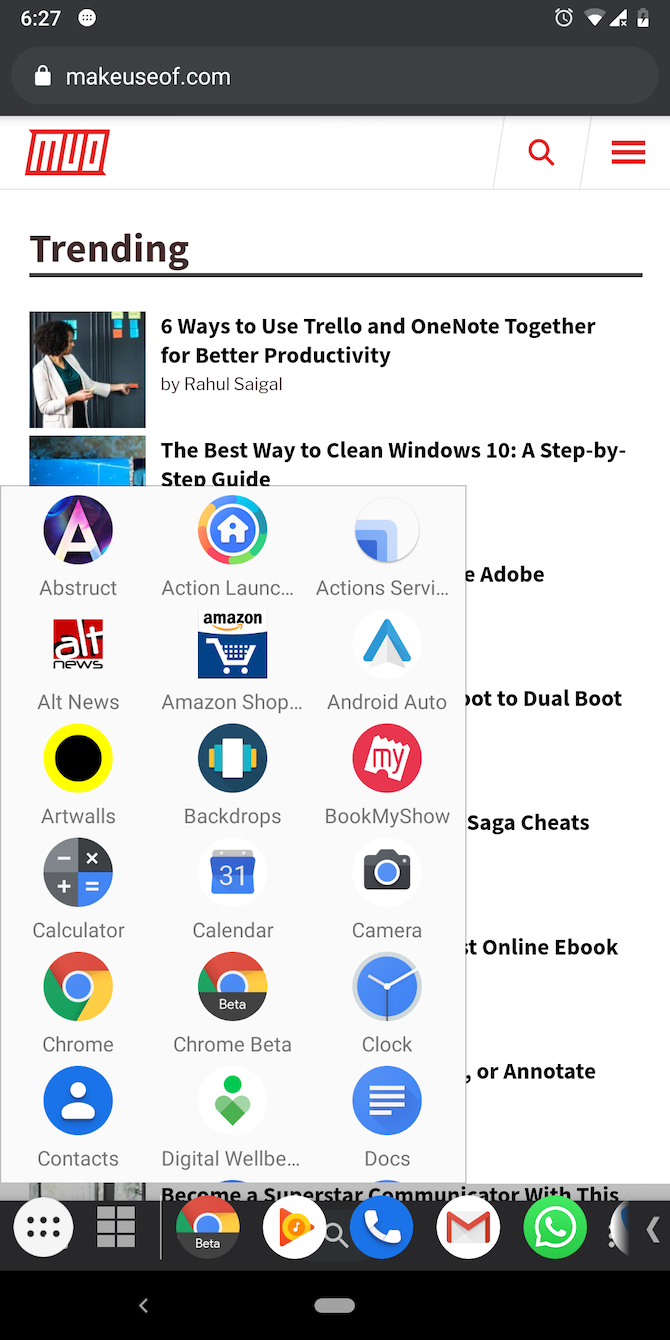 pin desktop-style taskbar on Android