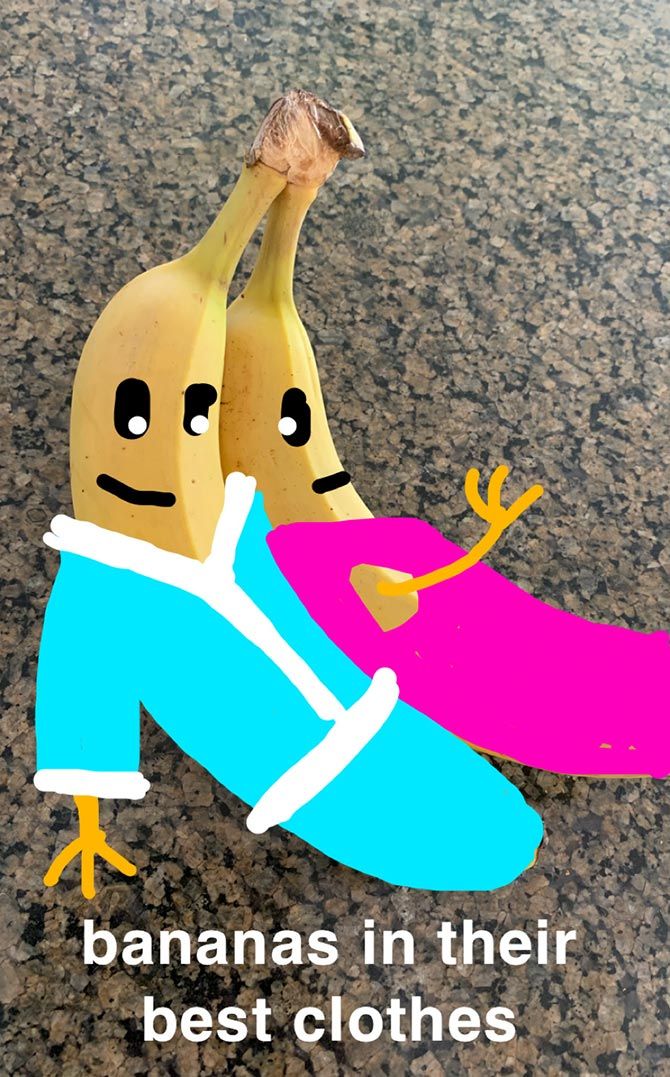 Funny Snapchat Drawings Bananas in Their Best Clothes
