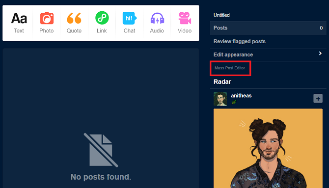 Tumblr mass edit link
