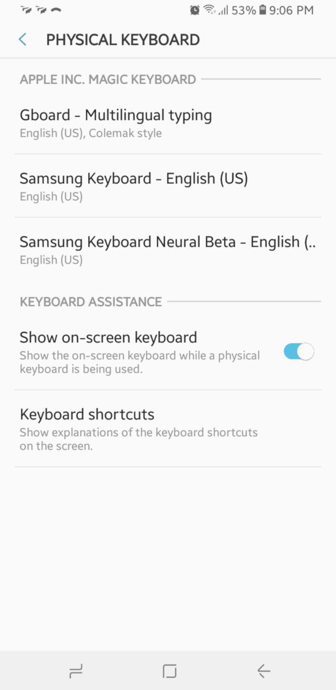 samsung keyboard shortcut for settings