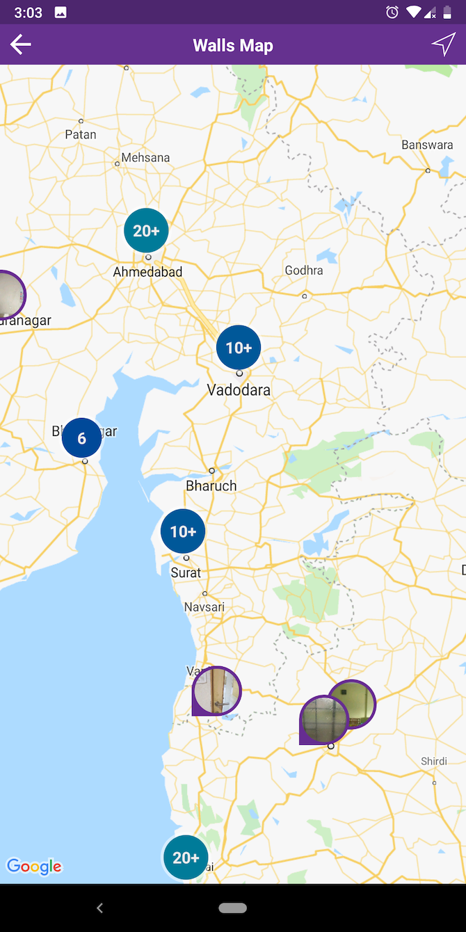 Wallame android app map locations