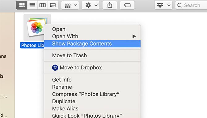 Showing macOS Photos Library contents