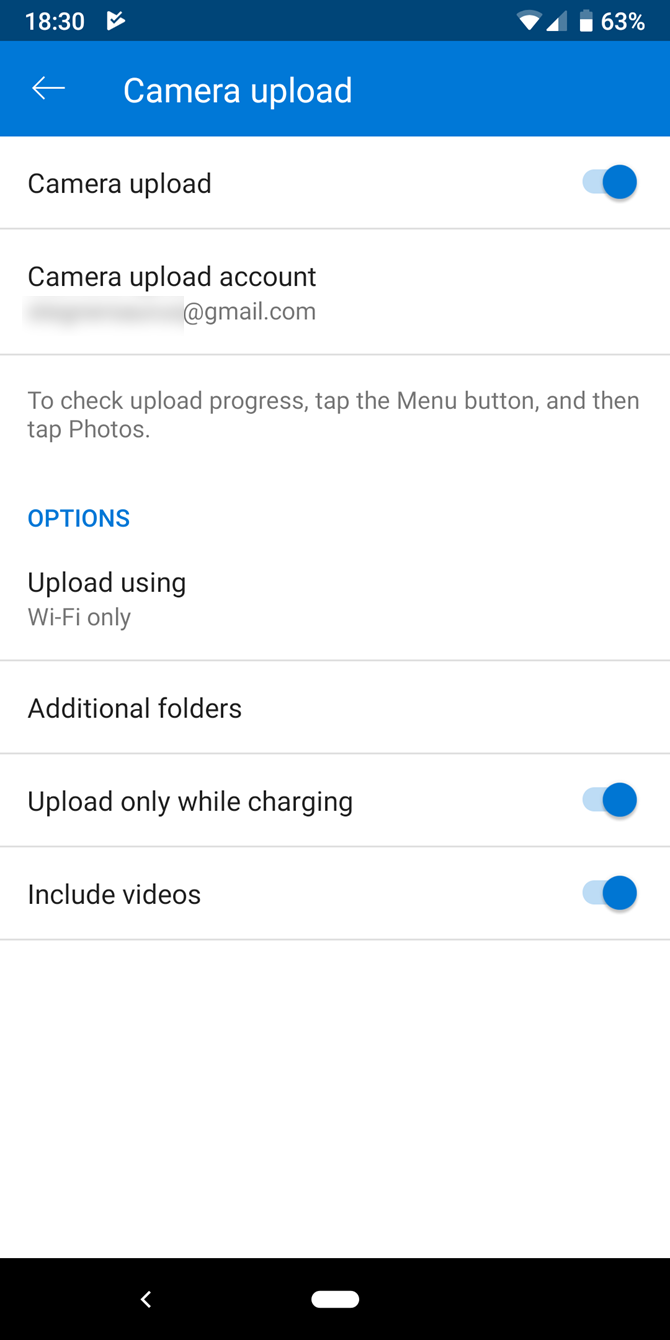 Android Camera Upload Options