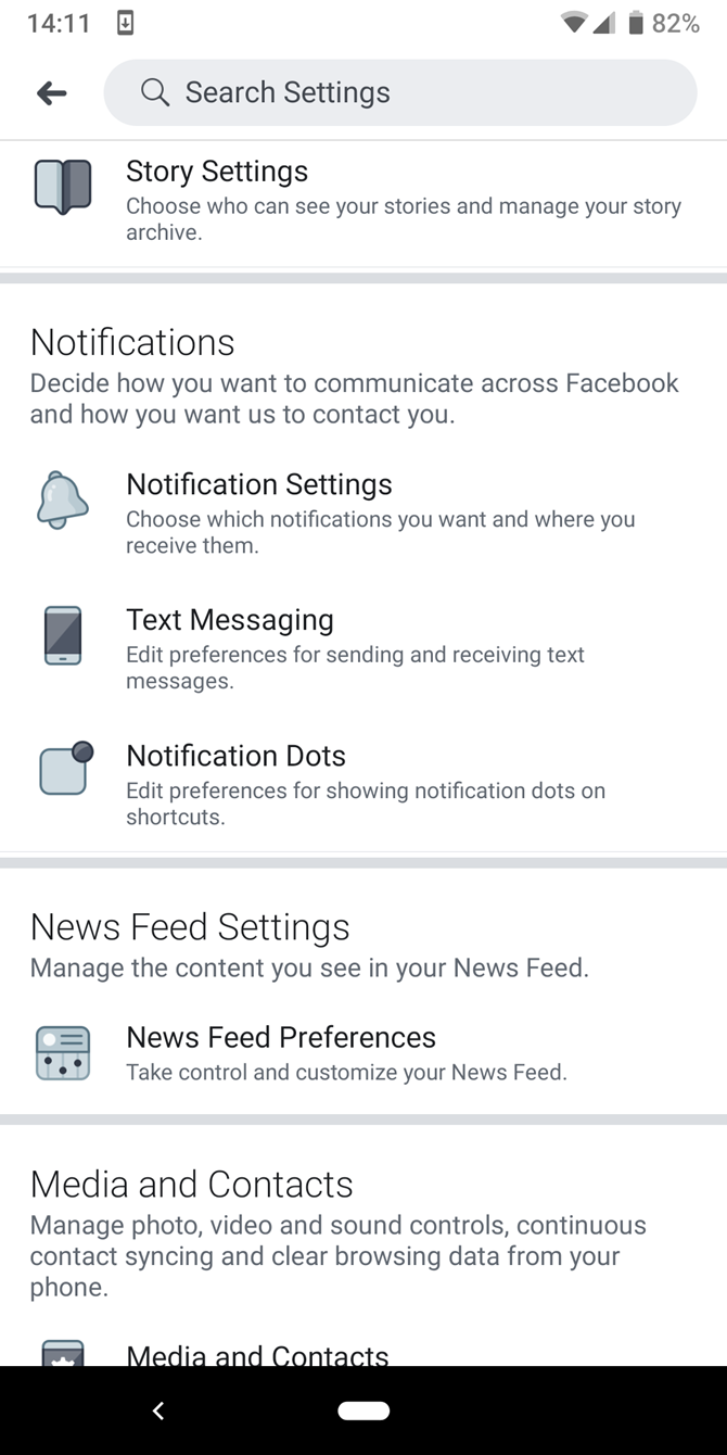 Facebook App Settings Page