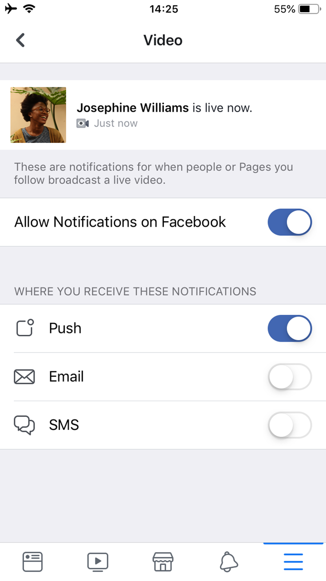 iPhone Facebook App Video Settings
