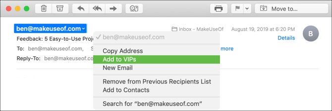 Add a VIP in Mac Mail
