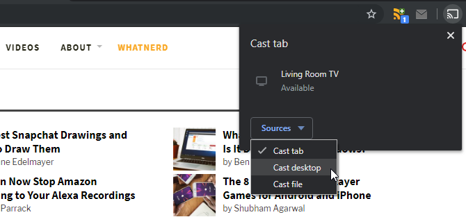 Casting a desktop via Chromecast