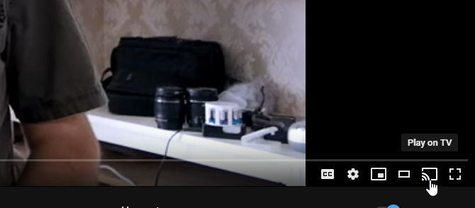 The Chromecast button on the YouTube web player