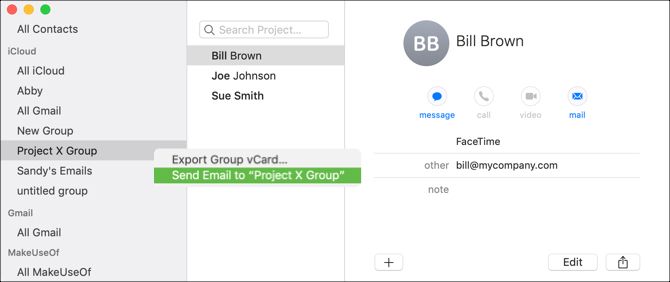 Email group from Mac Contacts