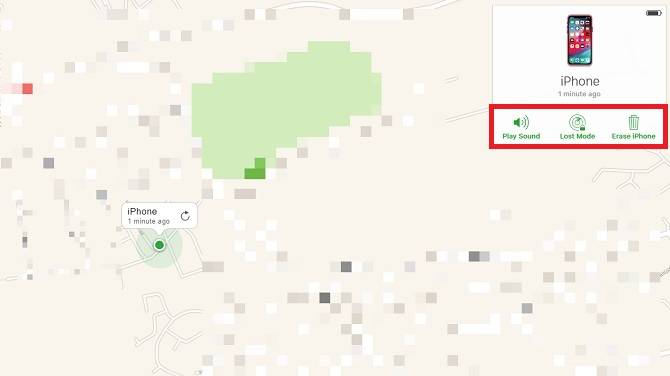 iCloud map Erase iPhone, Play Sound, and Lost Mode