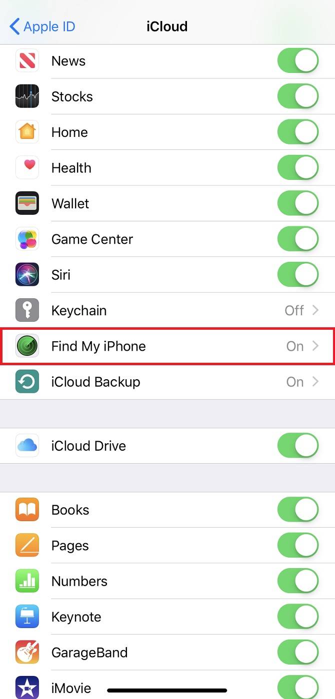 localize o seu smartphone através de iCloud Settings