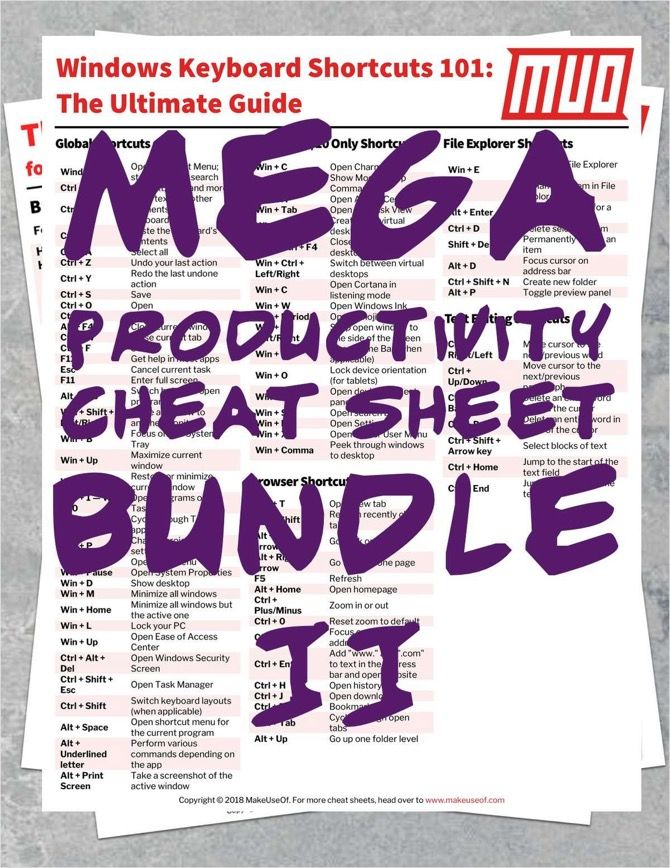 Productivity Cheat Sheet Bundle 2