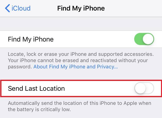 Activer la dernière localisation si Find My iPhone est hors ligne