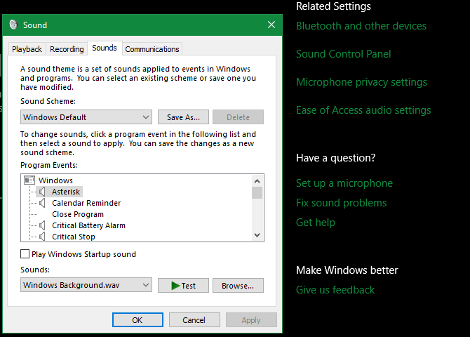 Windows 10 Change Sounds