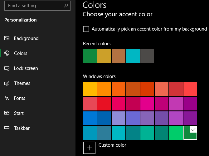 Windows 10 Choose Color