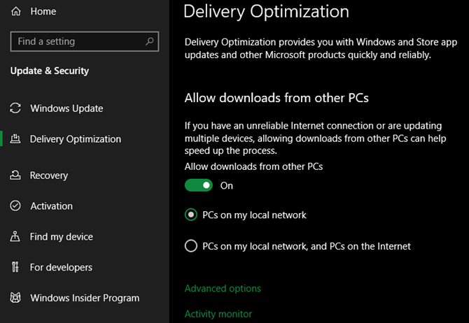 Windows 10 Delivery Optimization