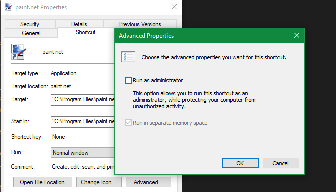 Windows Run Shortcut as Admin