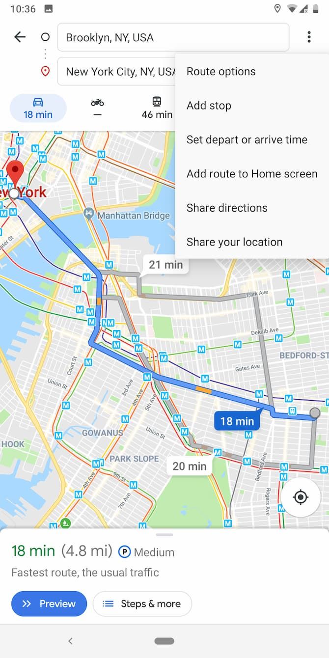 Add a stop on google maps