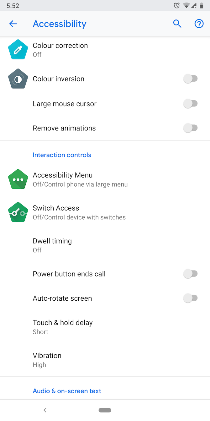 Android accessibility suite settings
