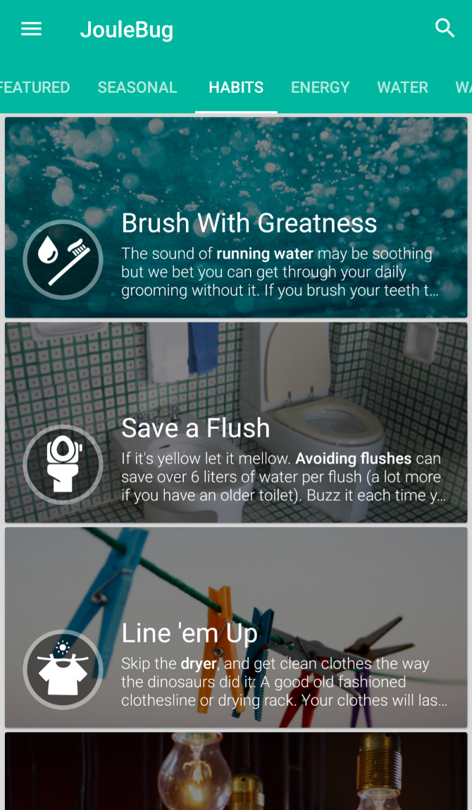 JouleBug teaches you actions to fight climate change and tracks your activity