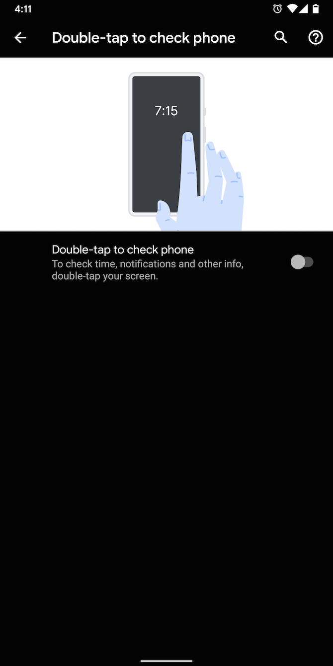 Double tap to check phone gesture Android
