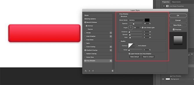Apply Drop Shadow to Rectangle in Photoshop