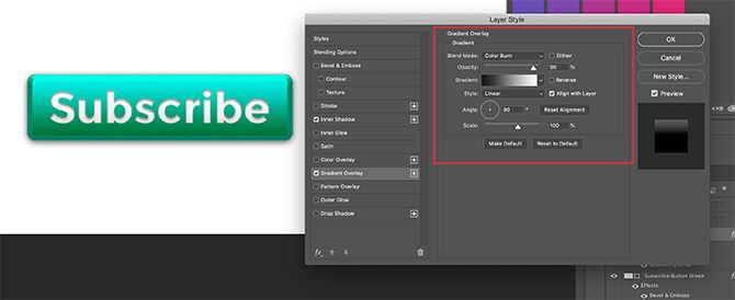 Add Gradient Overlay to Text on 3D Button in Photoshop