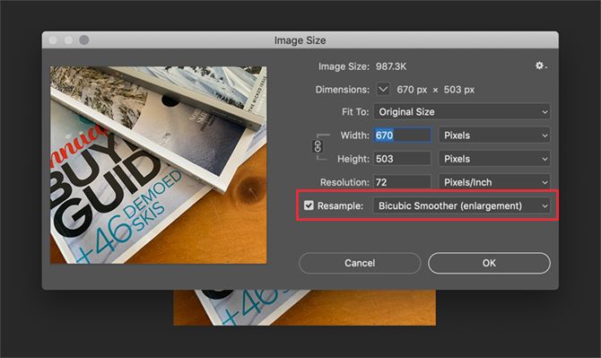 Photoshop Image Size Dialog Box Resample