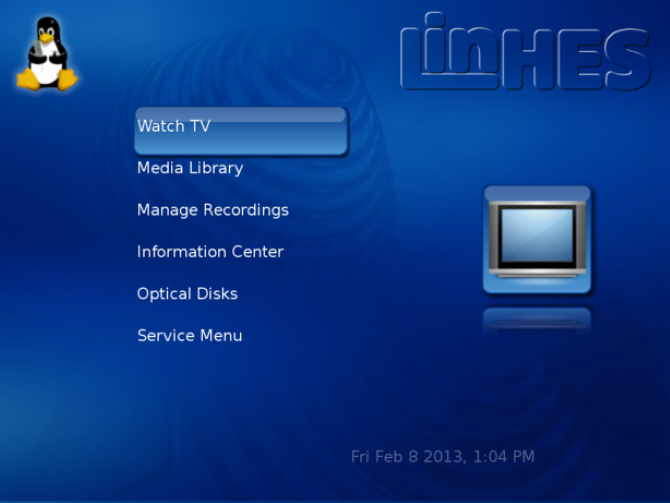 Linux media center software LinHES