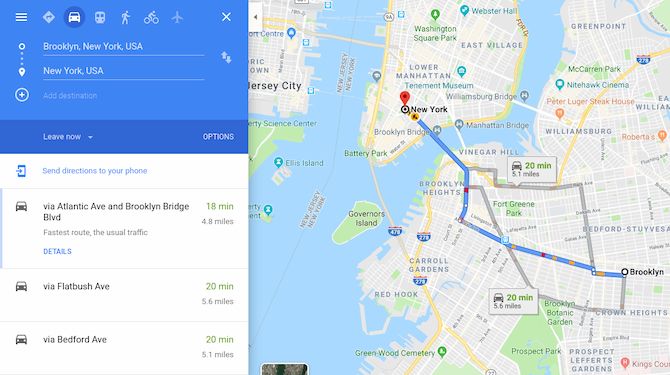 Send directions to phone on Google Maps