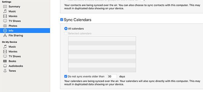 itunes calendar sync with outlook