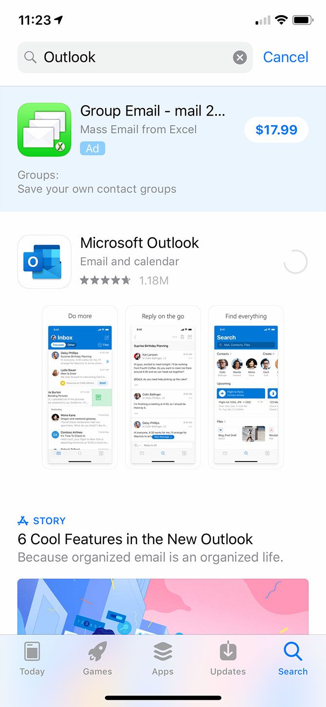 Installing the Outlook iOS app