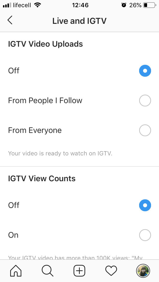 How to disable IGTV notifications: Step 2
