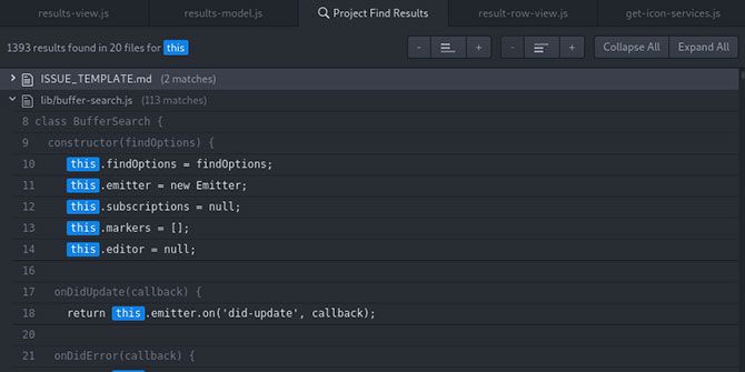 Project Find in Atom