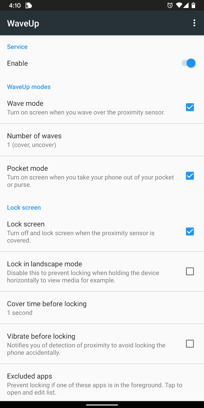 Wave to unlock or lock Android phone