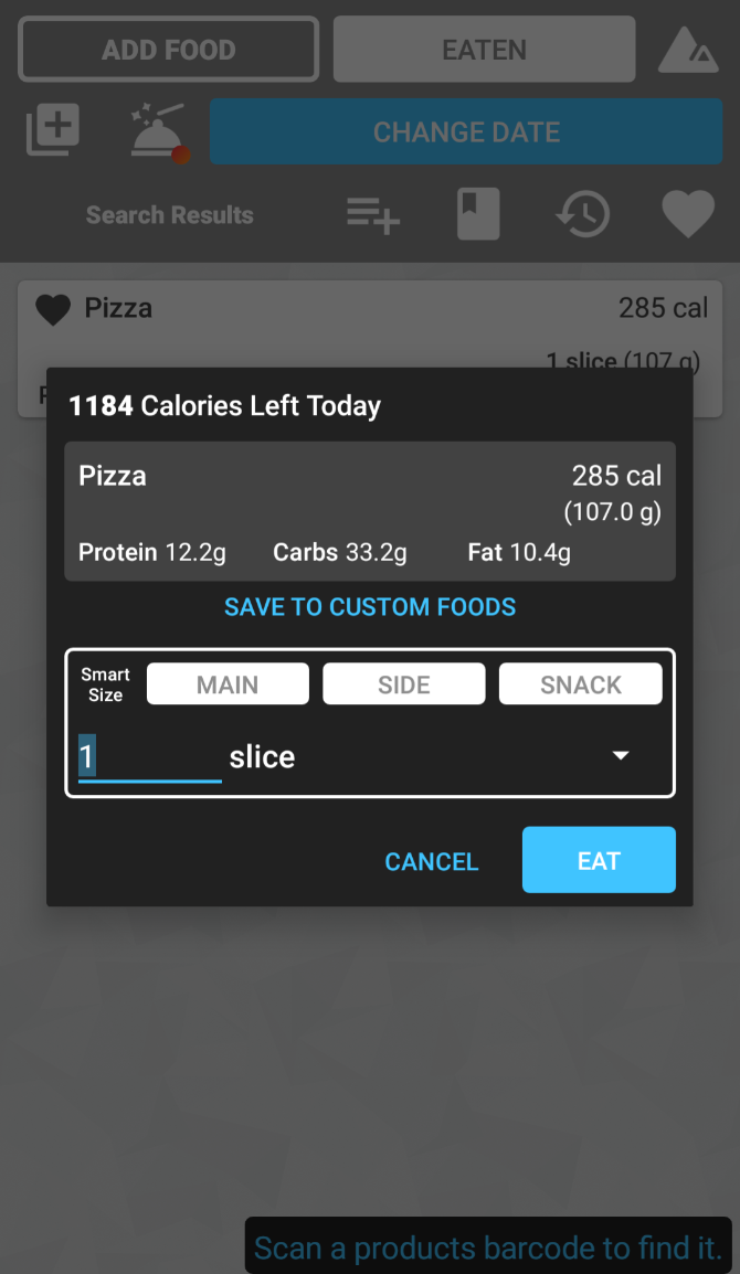 Poundaweek automatically adds nutrition values and calories for common foods